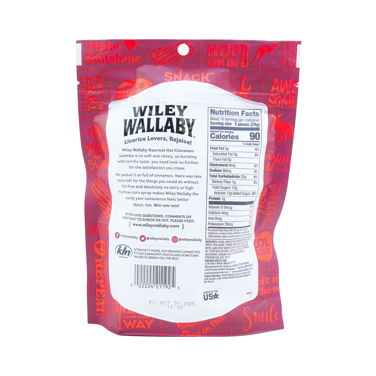 Wiley Wallaby Hot Cinnamon Licorice 10 Oz Bag