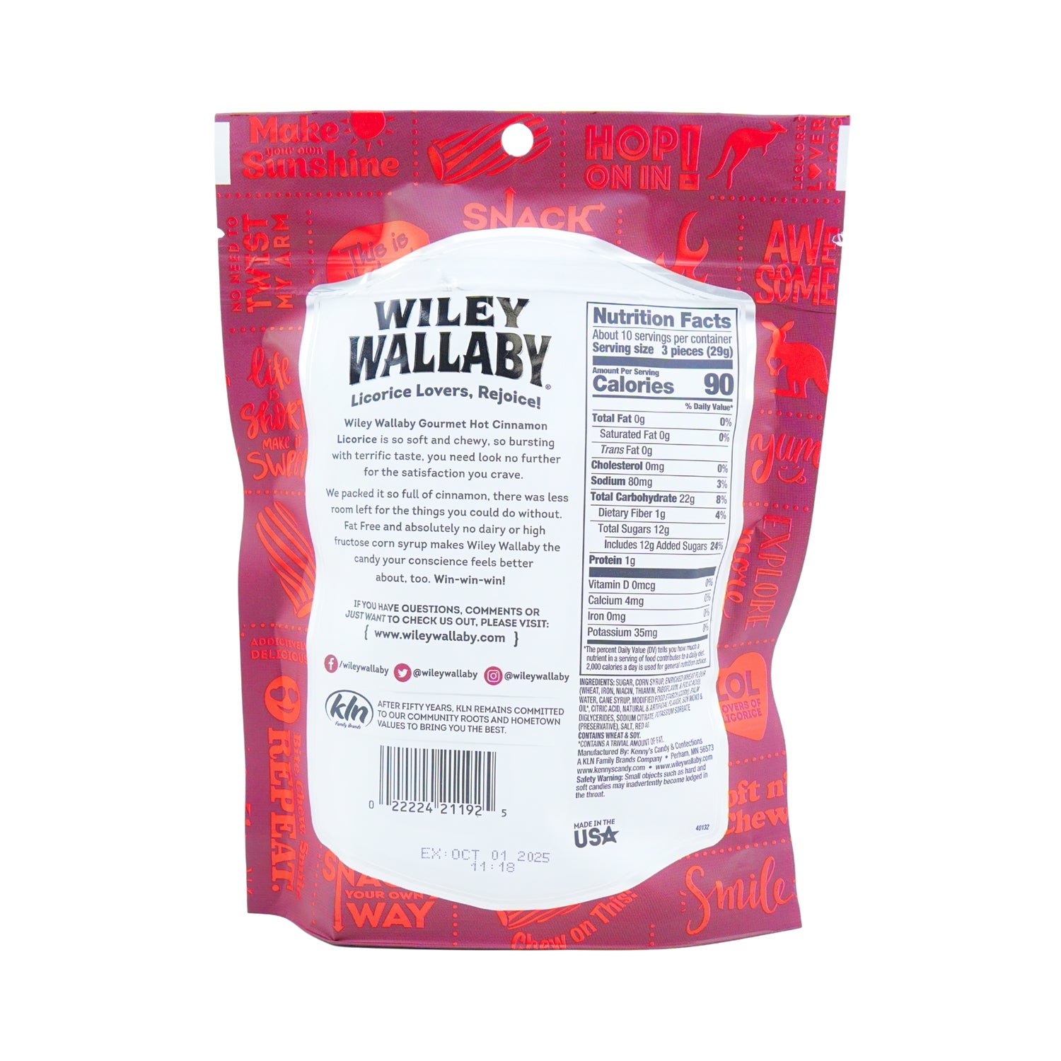 Wiley Wallaby Hot Cinnamon Licorice 10 Oz Bag