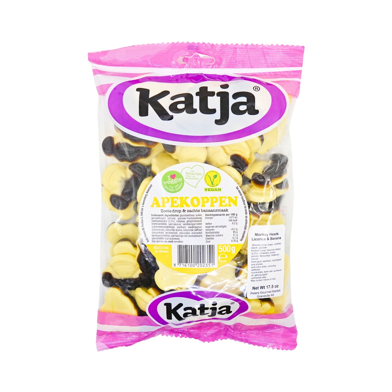 Katja Soft Apekoppen Banana & Licorice Gummies 17.5 oz bag