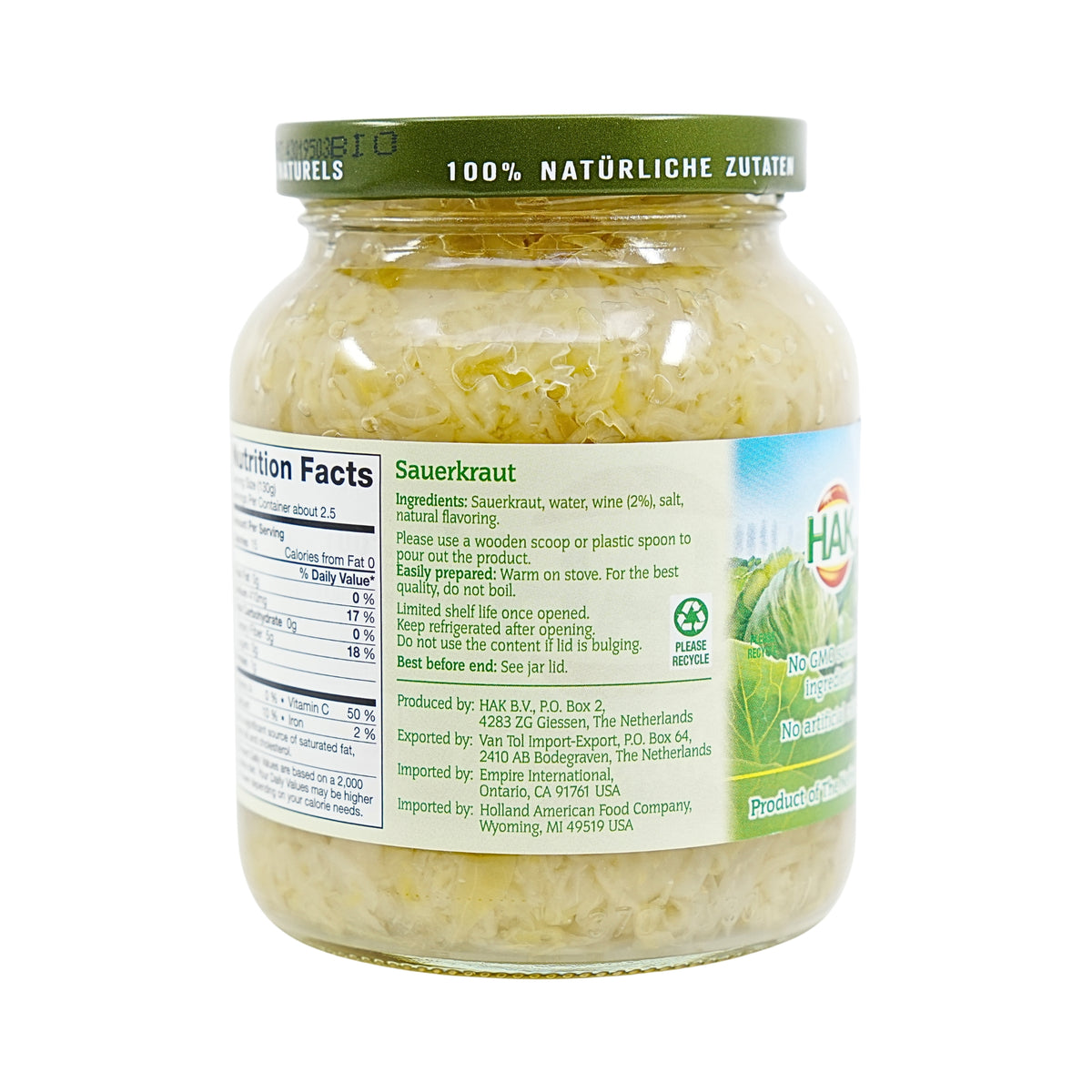 Hak Sauerkraut 11.9 oz 370 ml jar