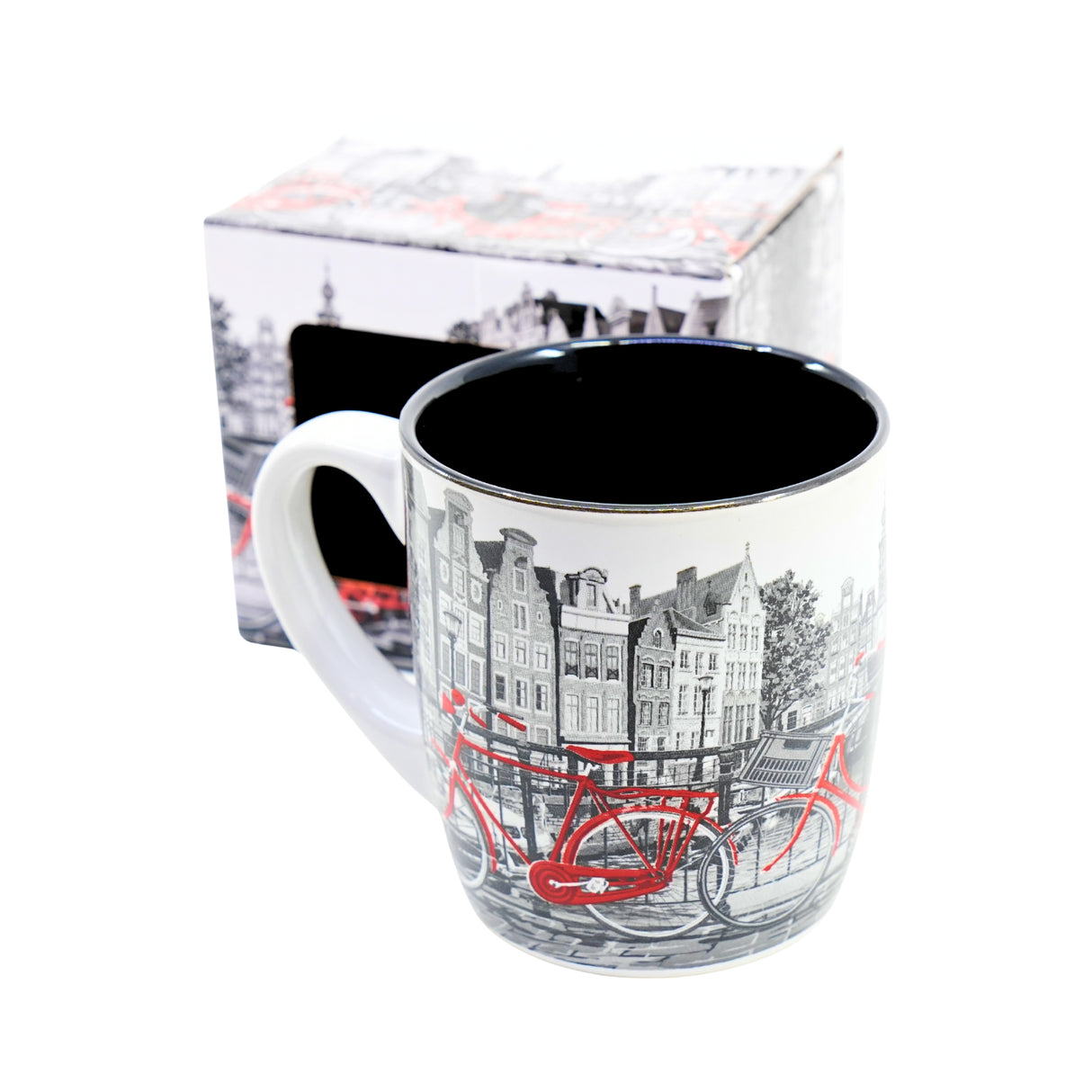 Amsterdam Mug Gray with Red Bike in gift box