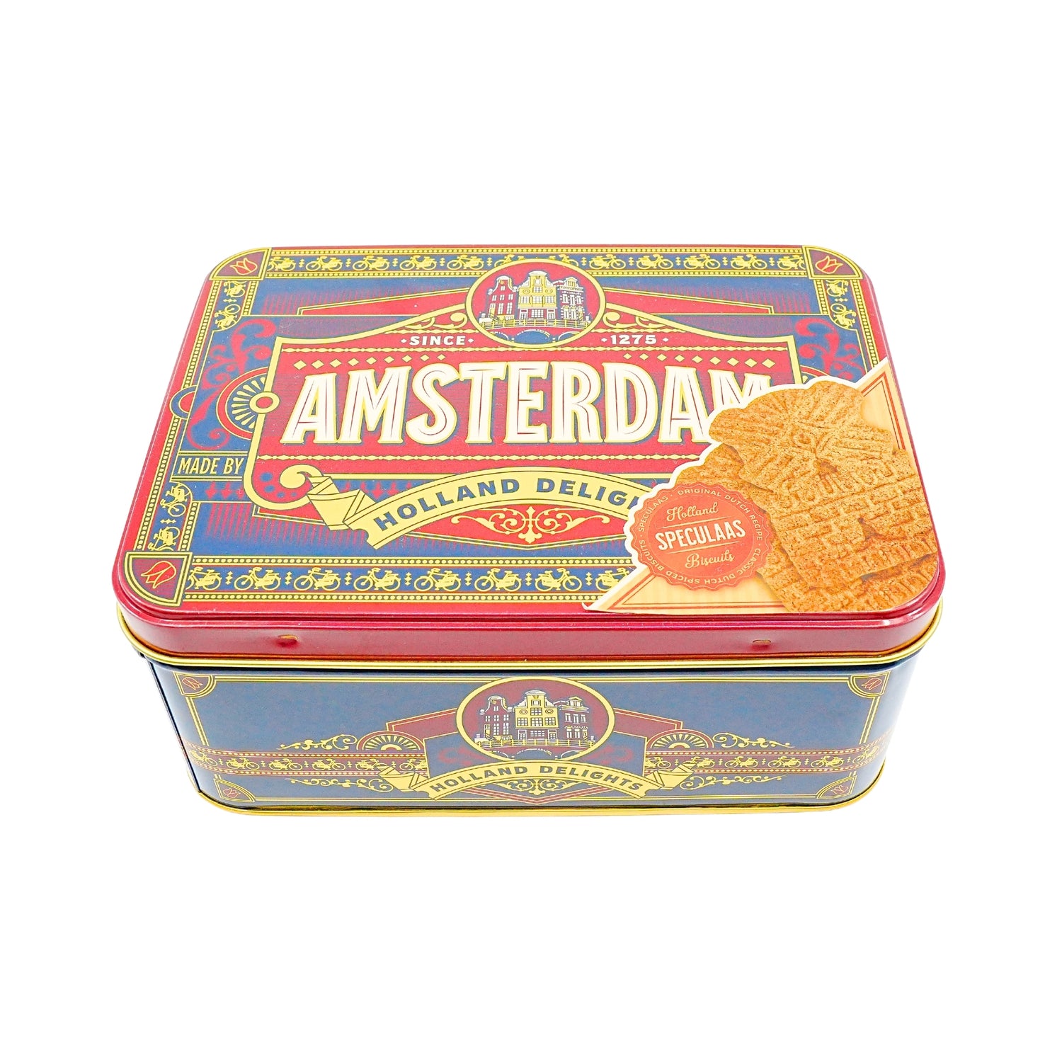 Amsterdam Square Tin with DeRuijter Speculaas Cookies