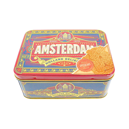 Amsterdam Square Tin with DeRuijter Speculaas Cookies