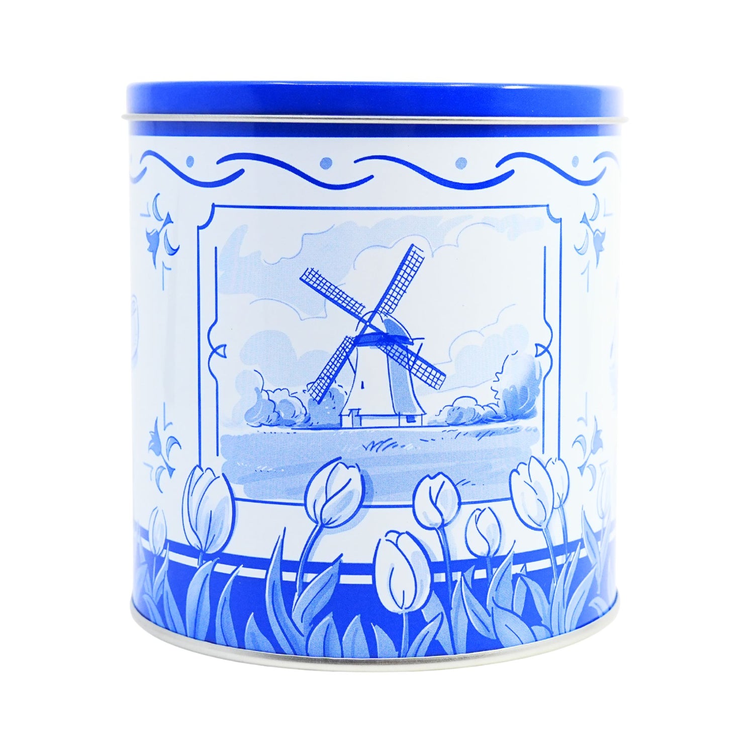 Markus Delft Style Mills & Tulips  "I Love Stroopwafel" tin with 8 stroopwafels