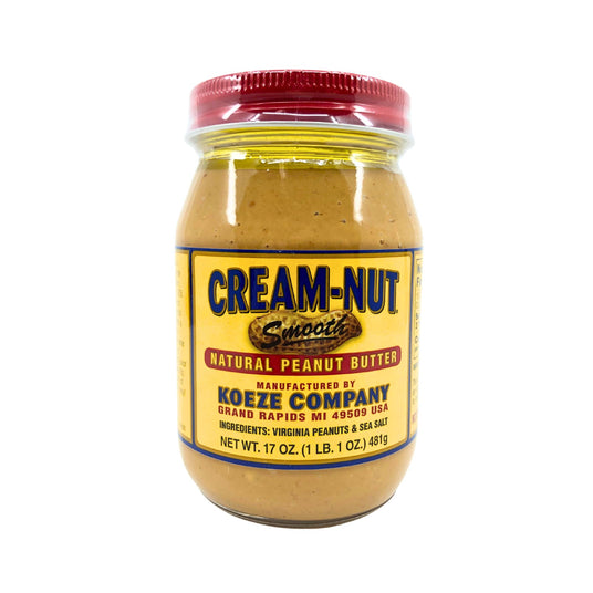 Koeze Natural Smooth Cream-Nut Peanut Butter Jar 17 Oz