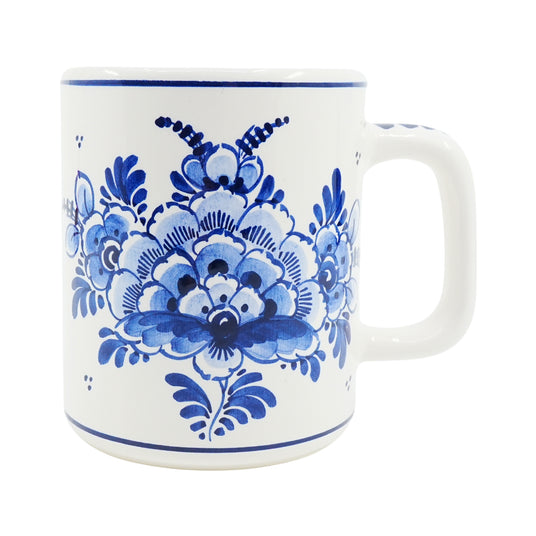 DeWit Hand Painted Coffee Mug Blue Flower 4 inch