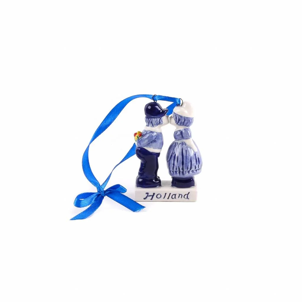 Ceramic Christmas Ornament Kissing Couple