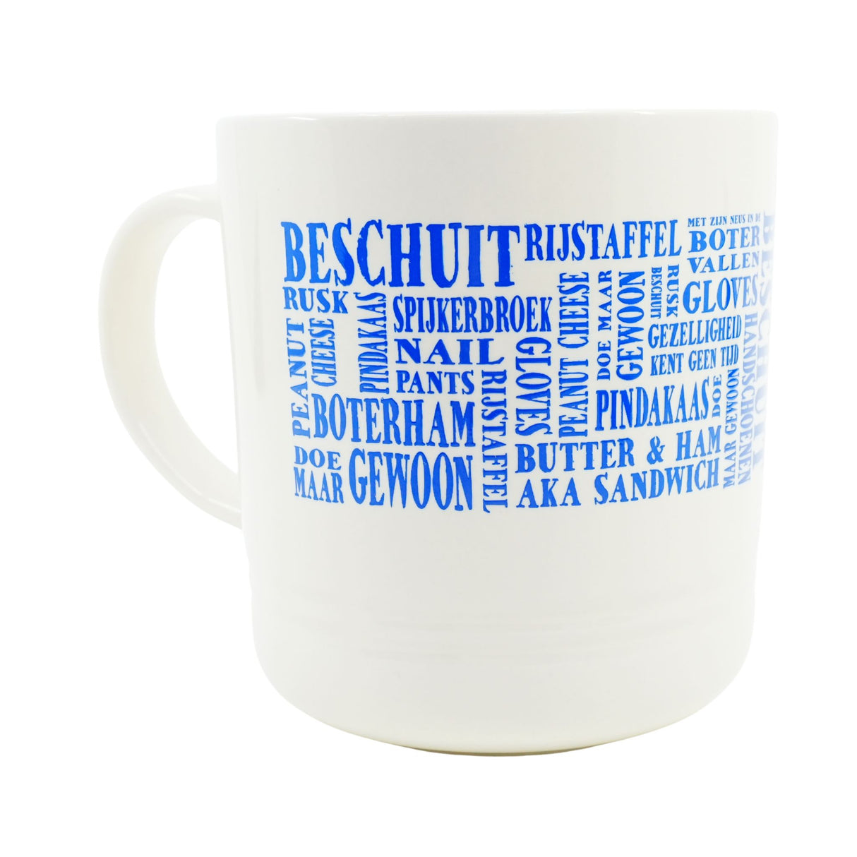 Dutch & English Word Art Mug Blue Printing 14oz