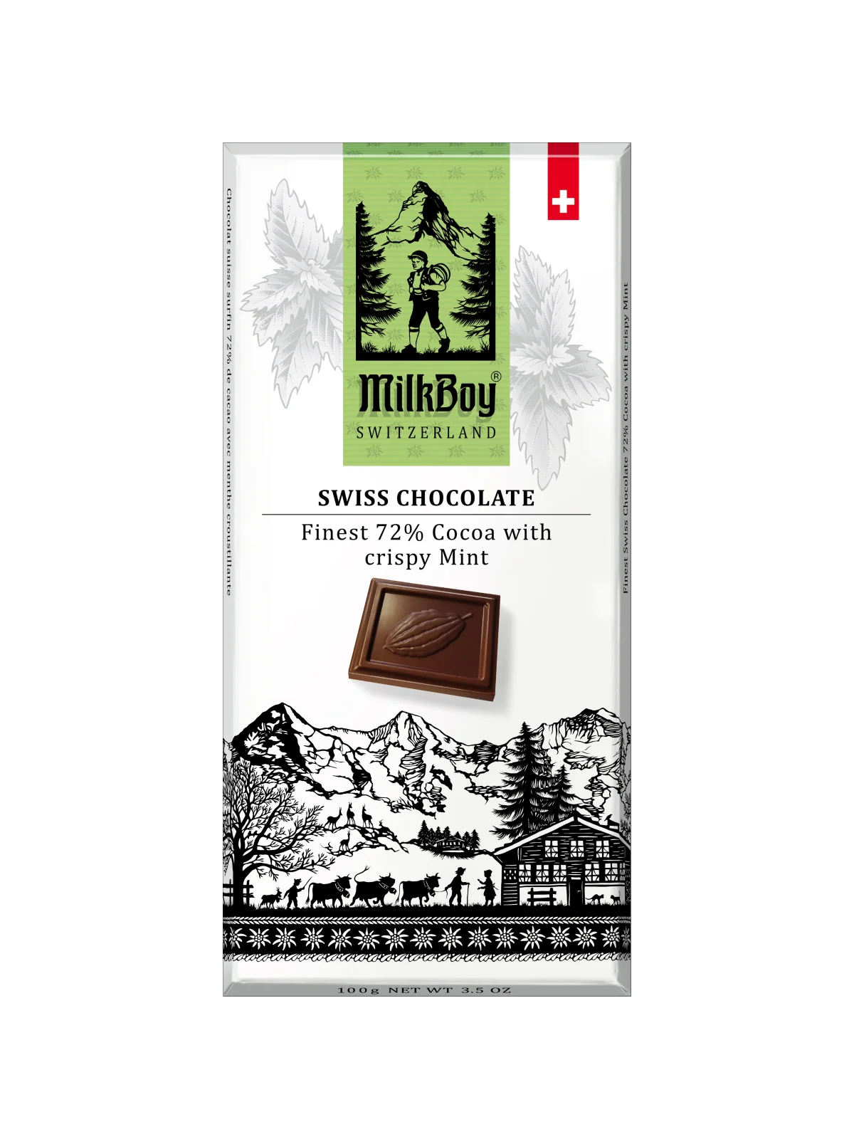 Milk Boy 72% Dark Chocolate With Crispy MINT 3.5 oz