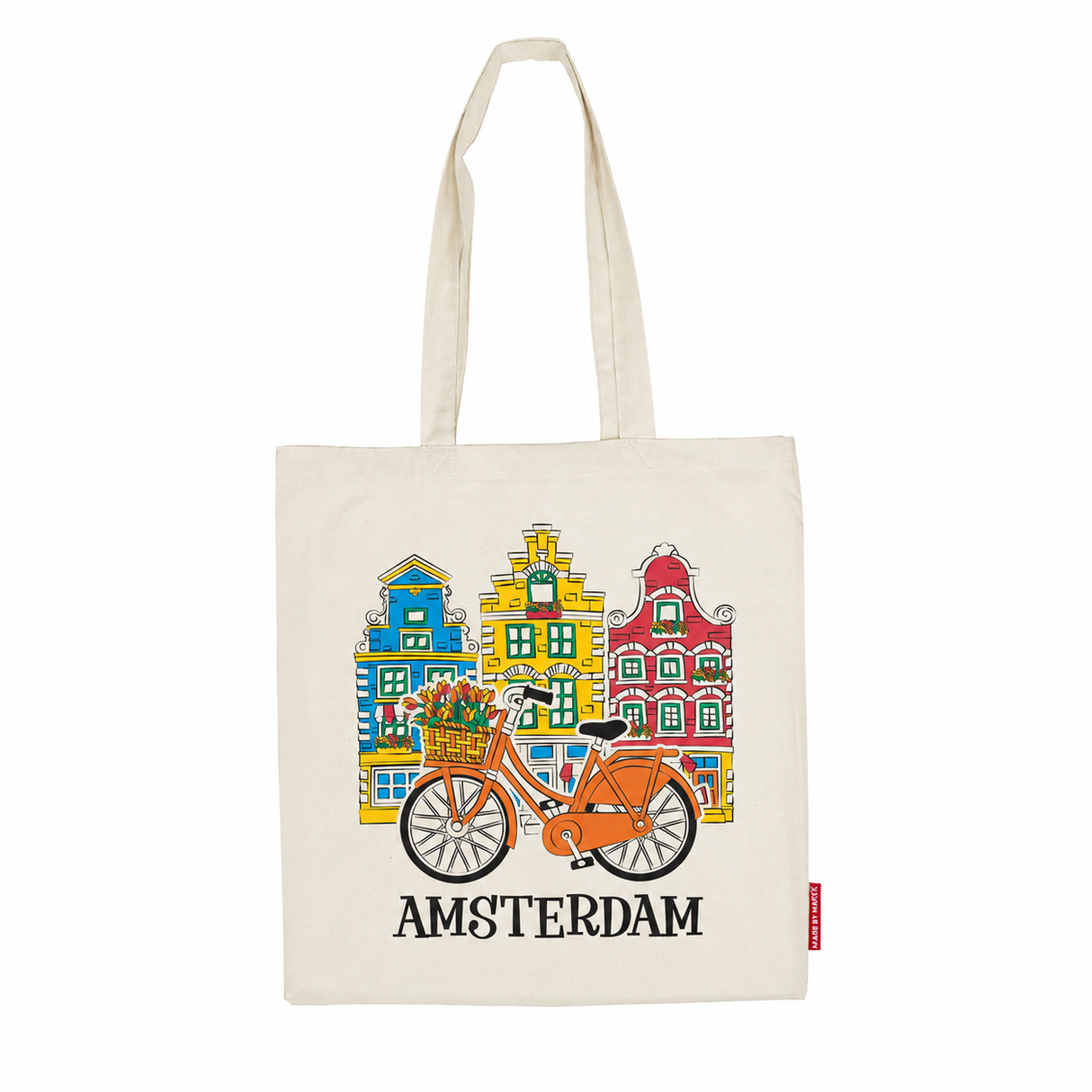 100% Cotton Happy Houses AMSTERDAM Shopping Bag