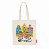 100% Cotton Happy Houses AMSTERDAM Shopping Bag