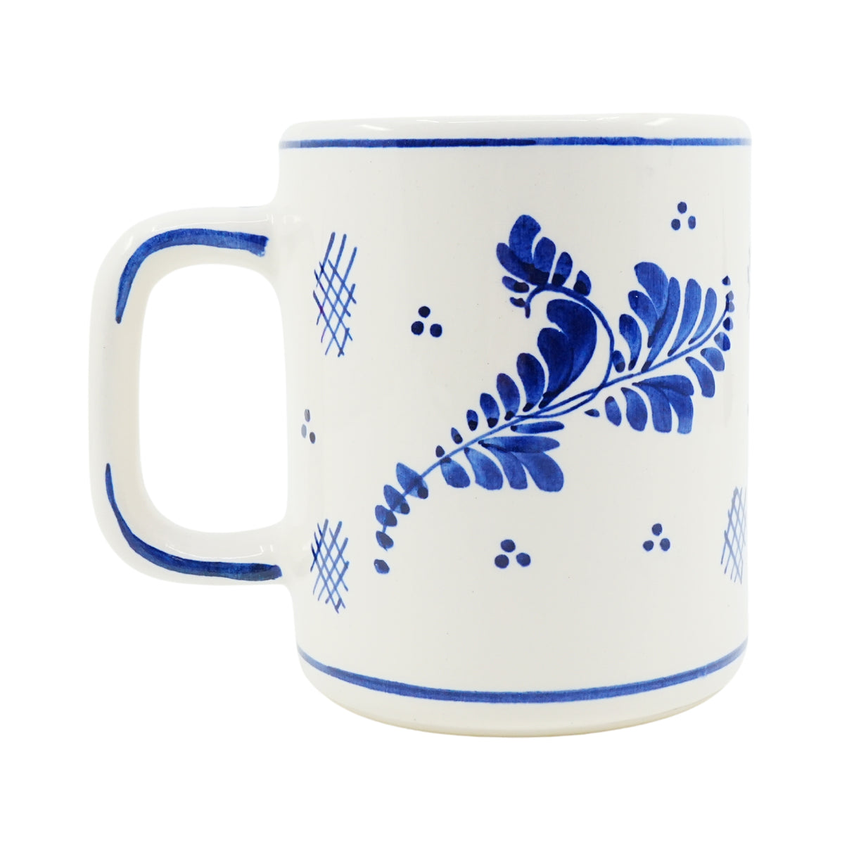 DeWit Hand Painted  Coffee Mug Blue Flower 4 inch