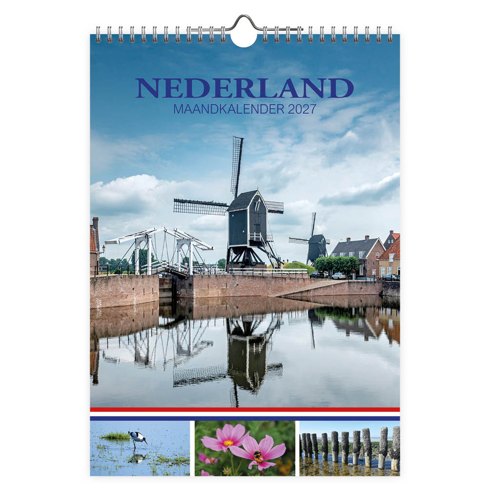 2027  Monthly  Calendar Scenes of Holland Watermills 9x13 inches