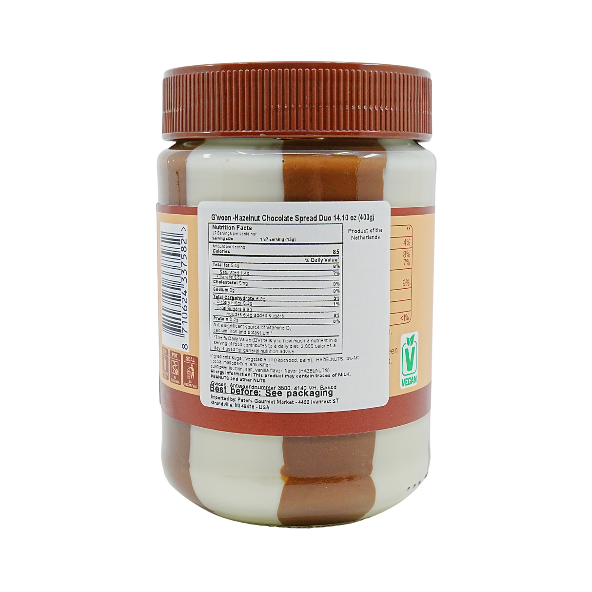 Gwoon DUO Hazelnut & White Chocolate Spread 14 oz jar