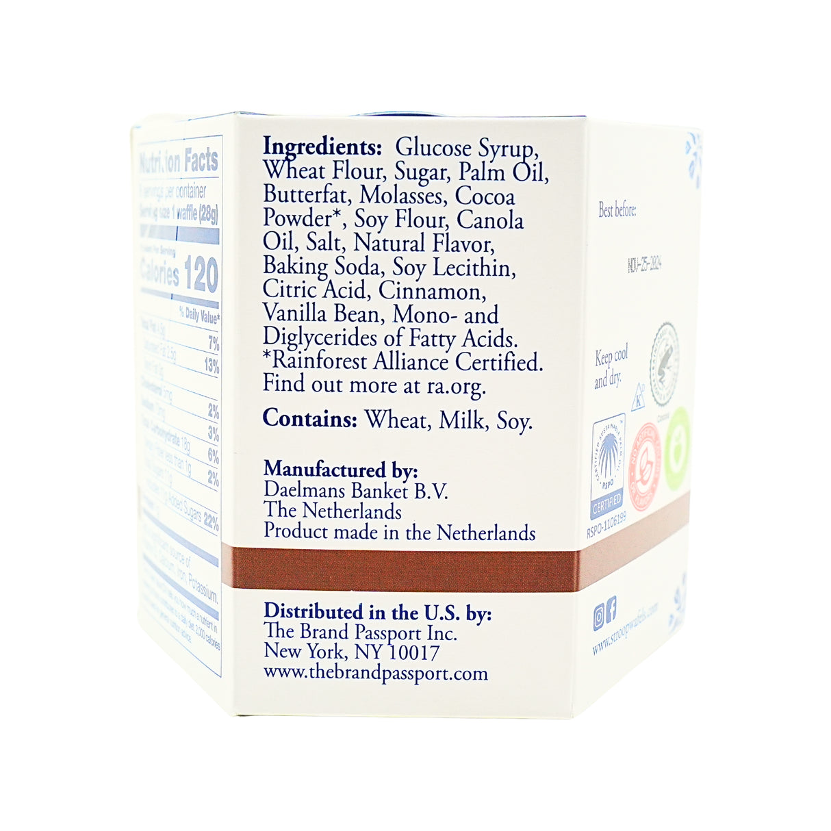 Daelman Chocolate Stroopwafels Hex Box 8 ct 7.9 oz