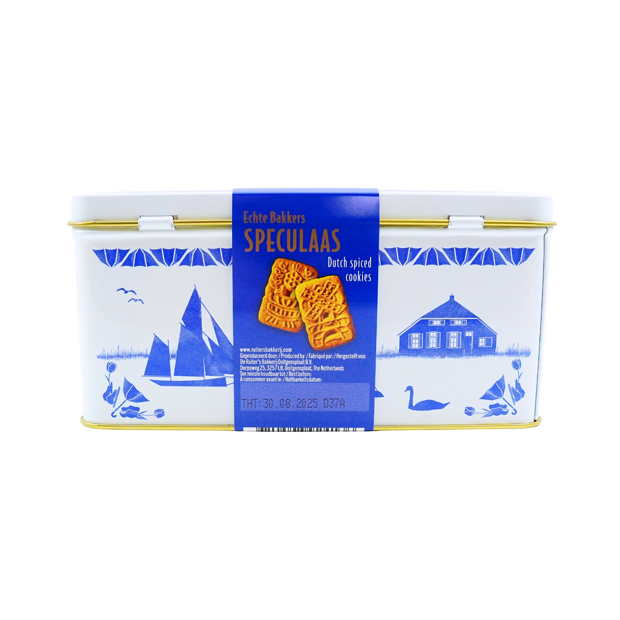 De Ruiter Speculaas Tin 13.5 oz Tin with cookies