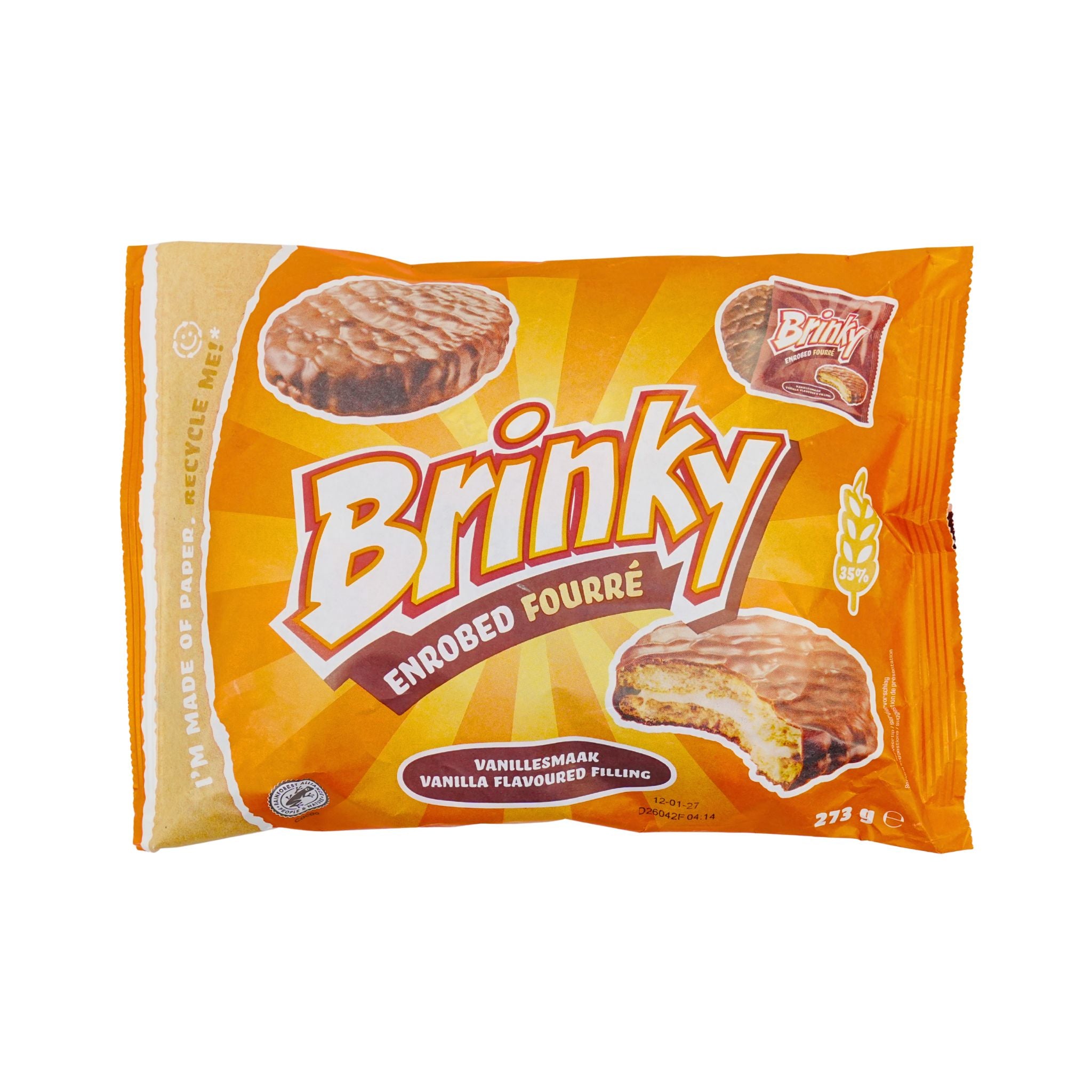 Brinky Chocolate Covered Ind Wrapped Vanilla Fourre Cookies 9.6 oz