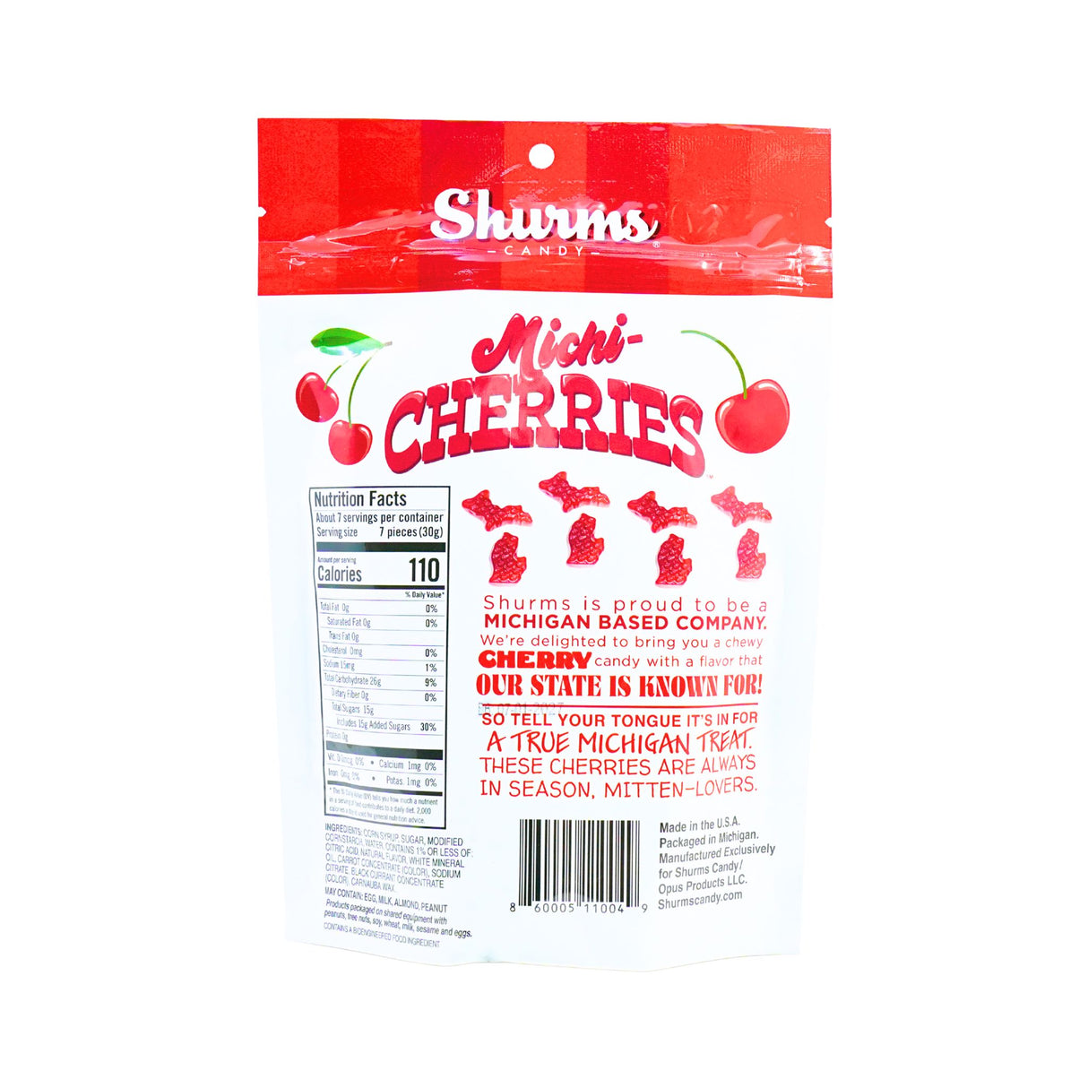 Shurms Michi-Cherries Michigan Shaped Cherry Gummies 7oz