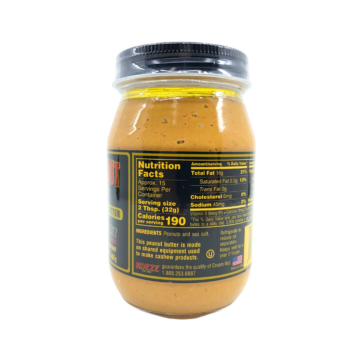 Koeze Crunchy Peanut Butter Natural 16.5 Oz