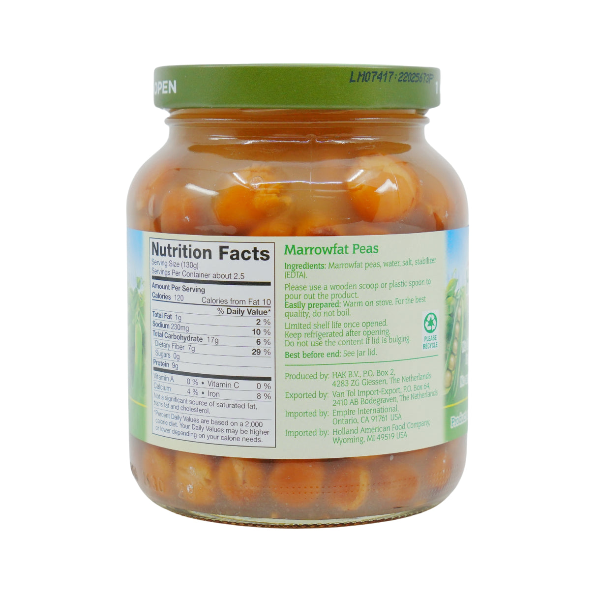 Hak Marrowfat Peas Capucijners 12.6 Oz
