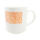 Lekker Word Art Mug Natural with Orange Printing 14oz