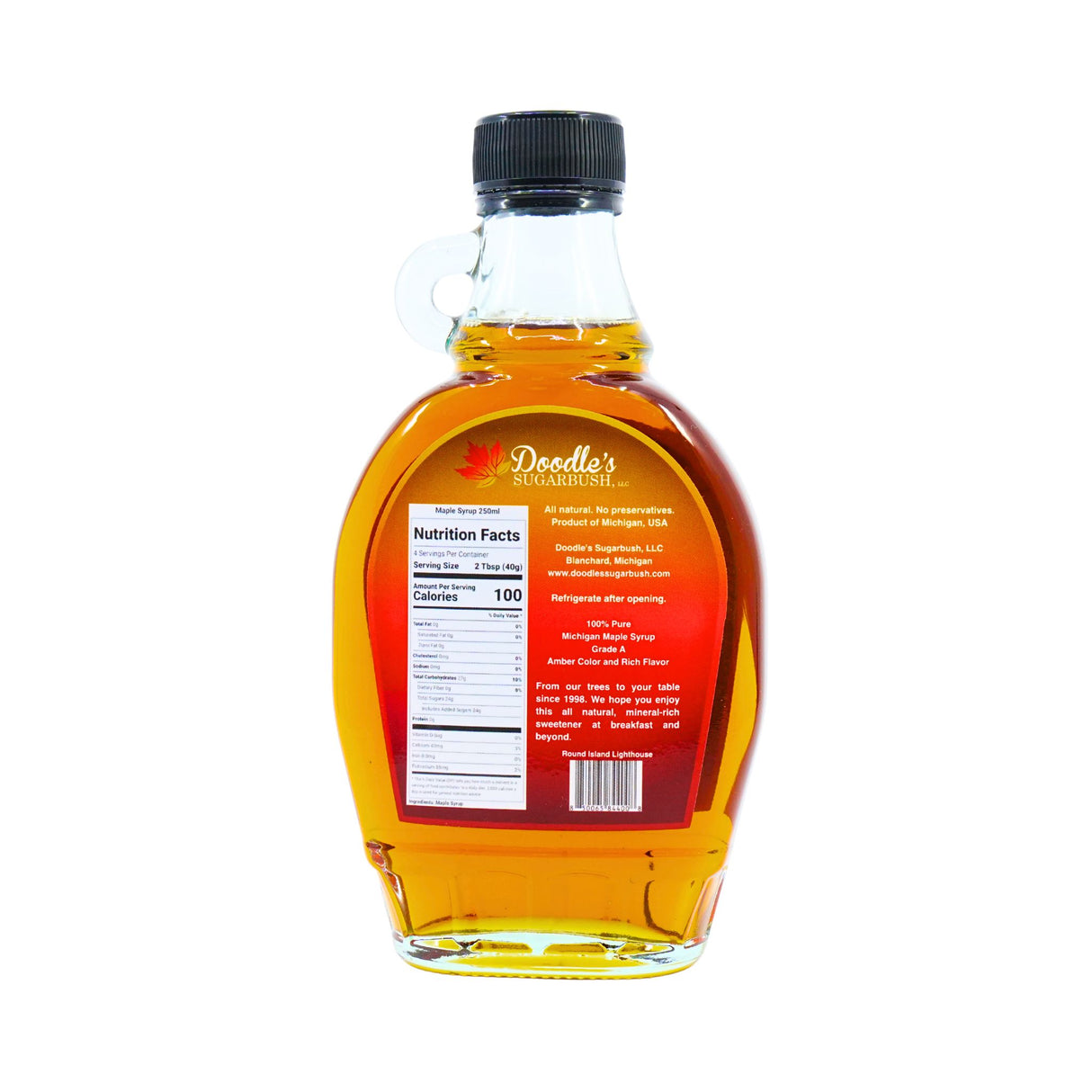 Doodles Maple Syrup Northern Lighthouse  Bottle 8 oz glass