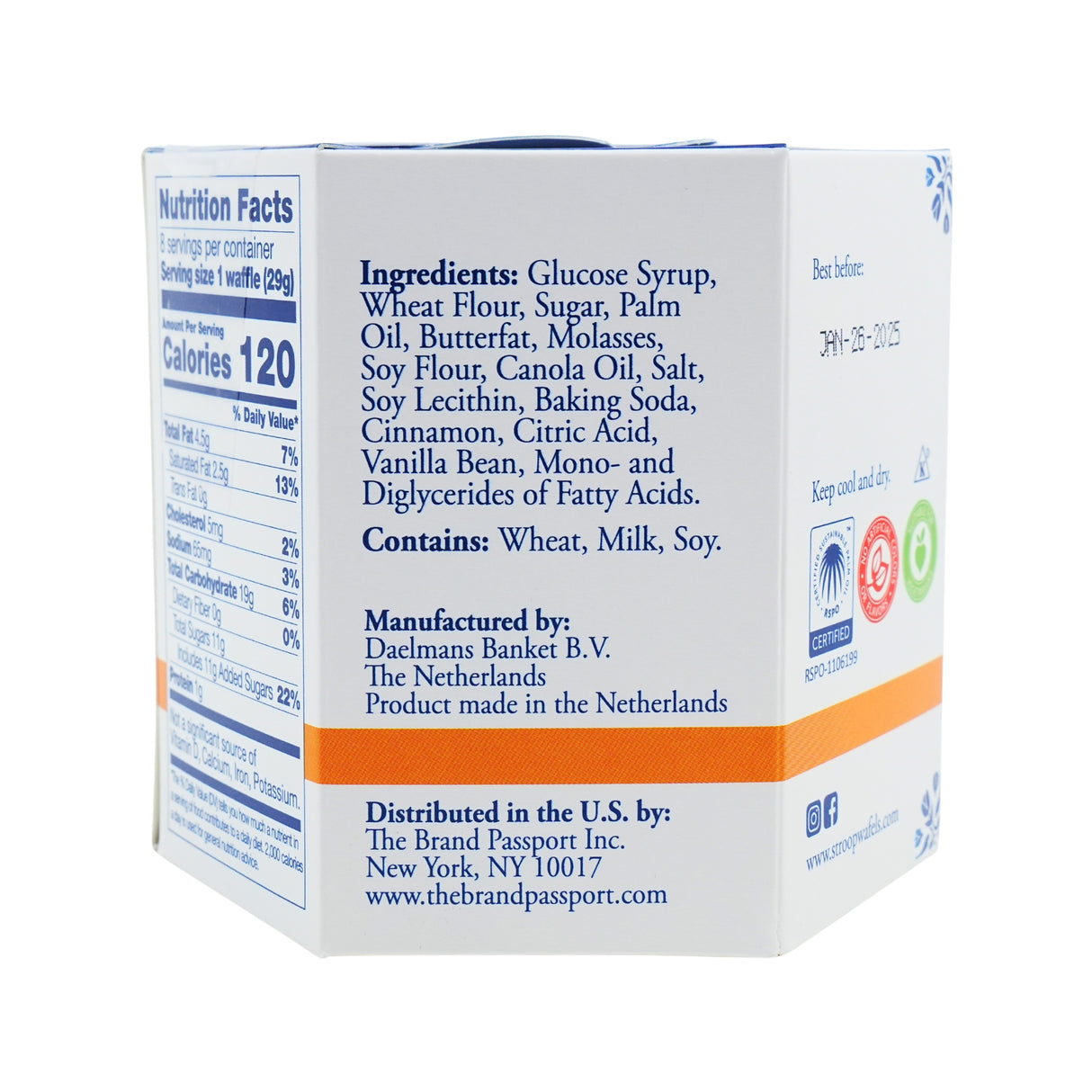 Daelmans Caramel Syrupwafer Hex 8.11 Oz Box