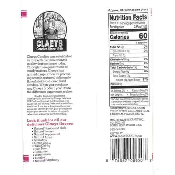 Claeys Candy Wild Cherry Drops 6oz