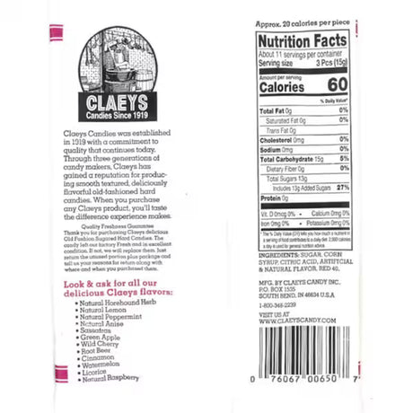 Claeys Candy Wild Cherry Drops 6oz