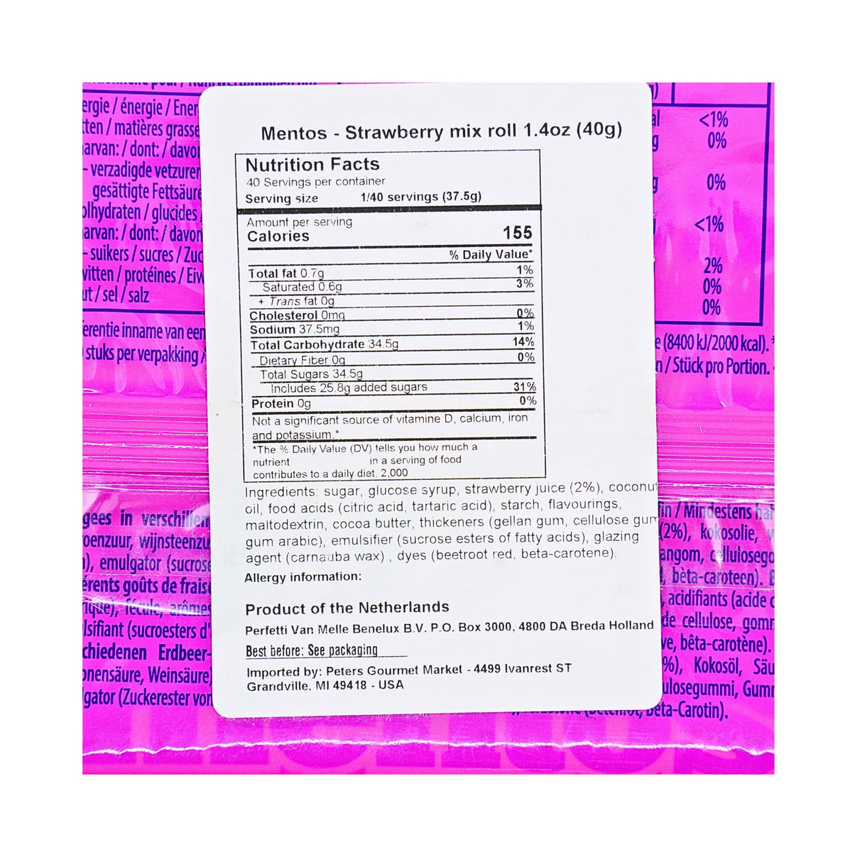 Mentos 5 pack Strawberry Mix