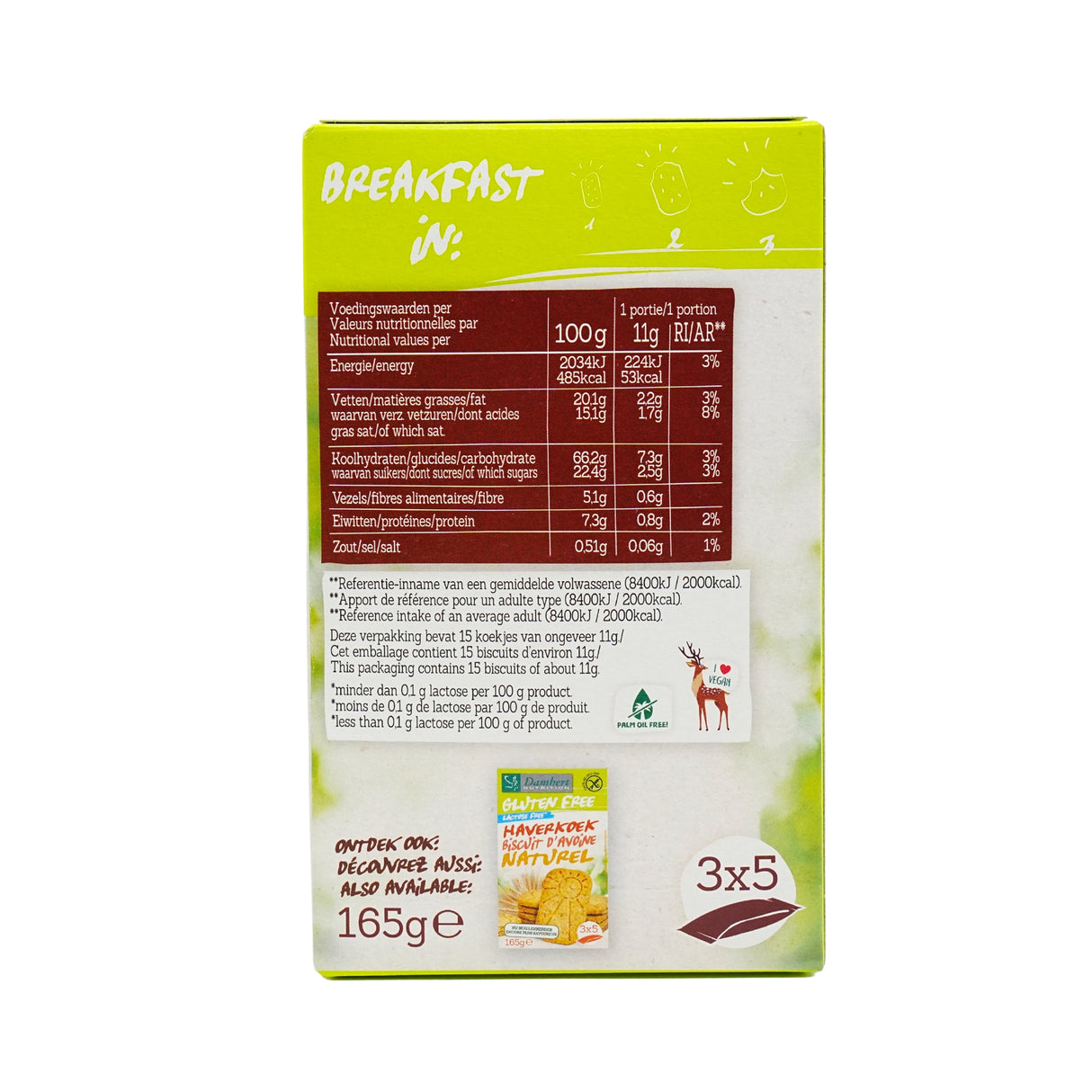 Damhert Gluten  Free Chocolate Oat Biscuits 5.8 Oz