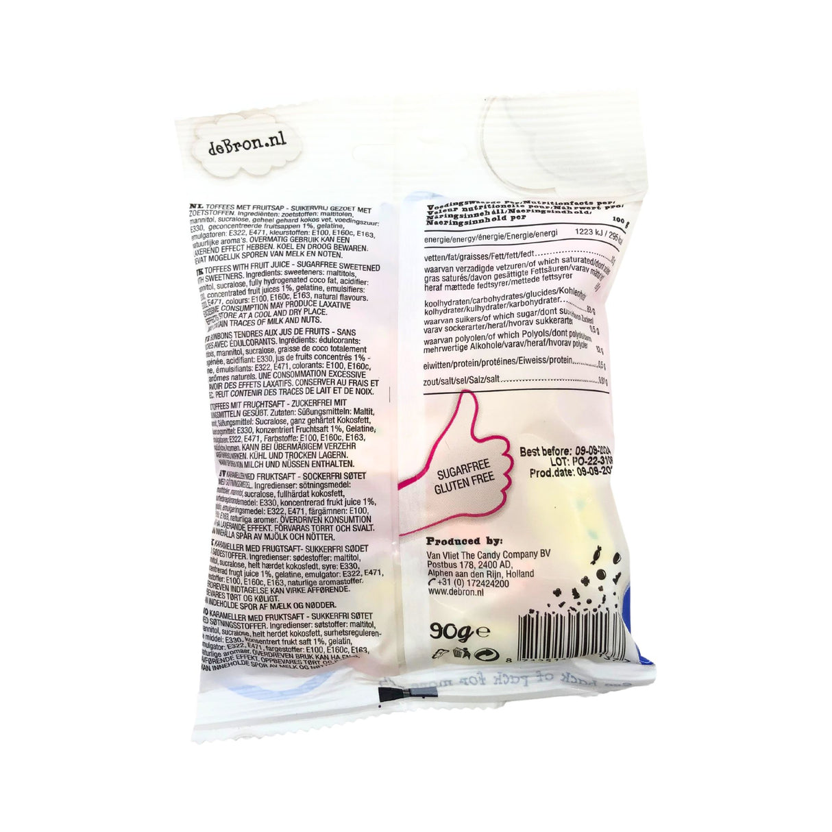 De Bron Sugar Free Fruit Toffees 3.5 Oz