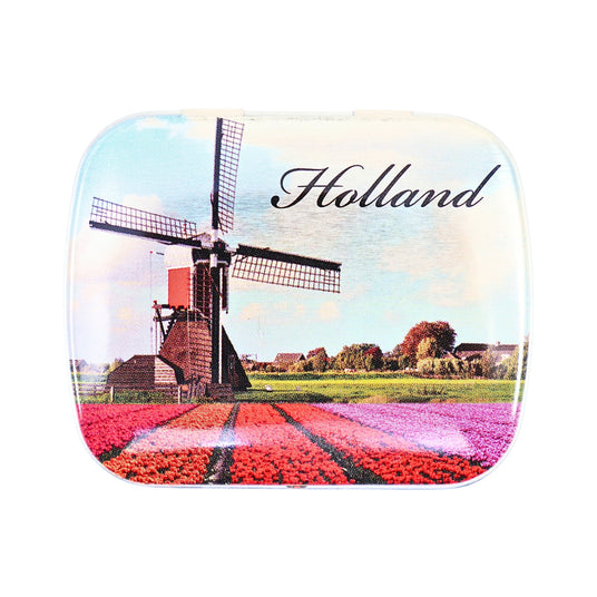 Holland Windmills and Tulip Fields Mini Peppermint Tin 1.75 oz