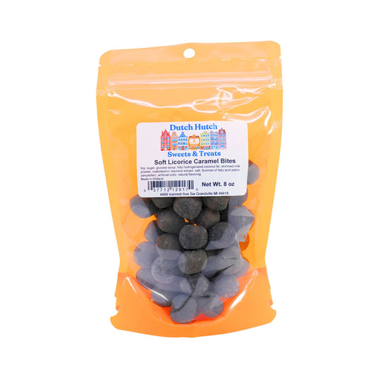 Dutch Hutch Soft  Licorice  Caramel Bites  8 oz By Lonka