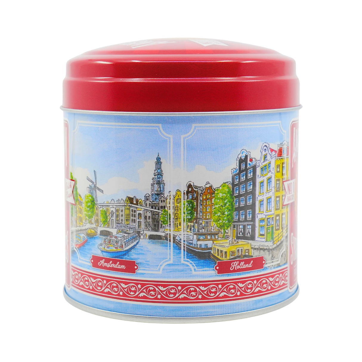 Stroopwafel Tin of Amsterdam Canal Houses with 8ct Stroopwafels