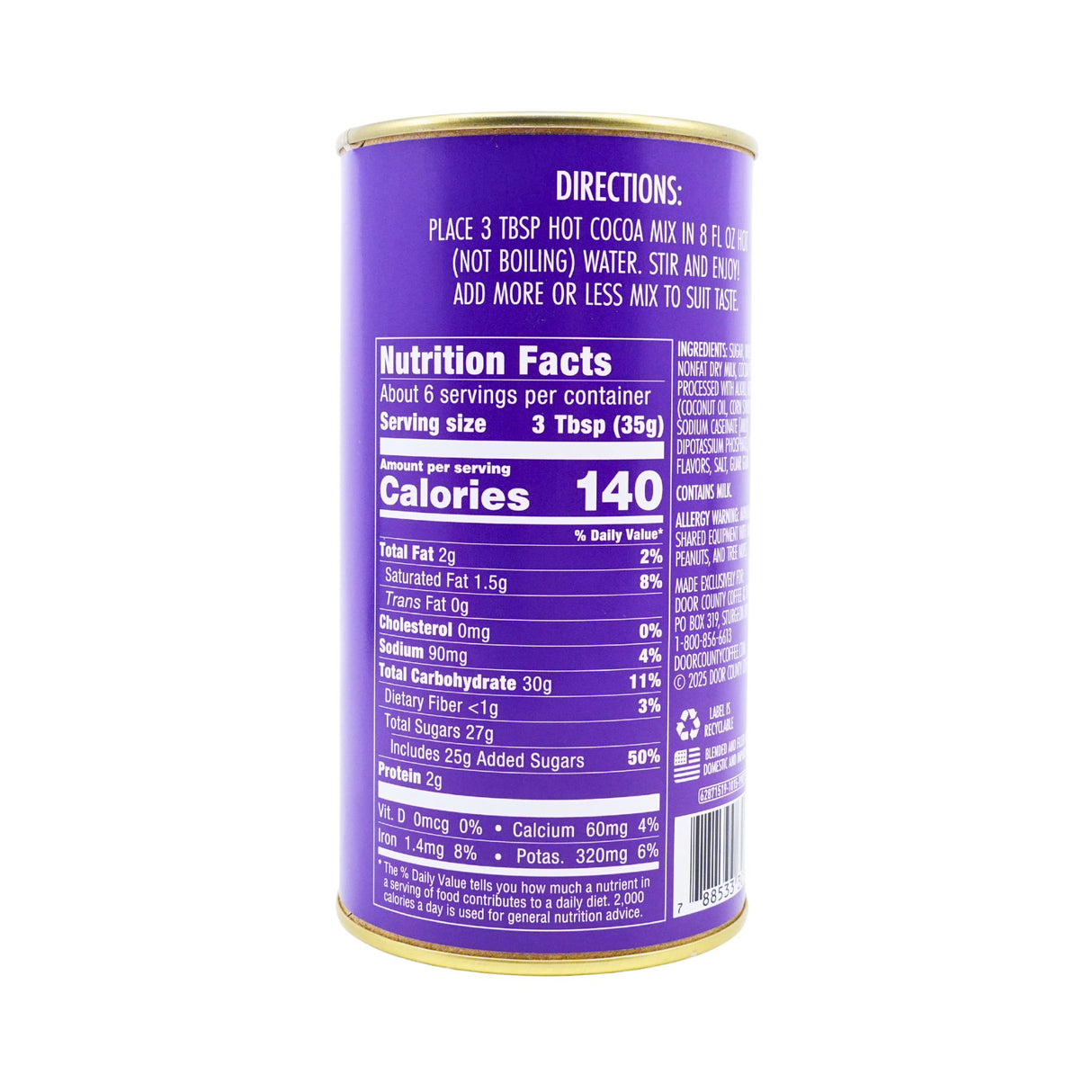 Door County Coffee Double Fudge Hot Chocolate Canister 7 oz