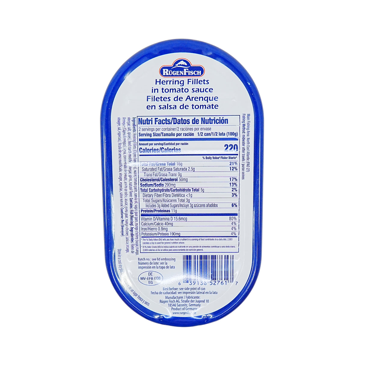 Rugenfisch Herring Fillet Tomato 7.05 oz Tin