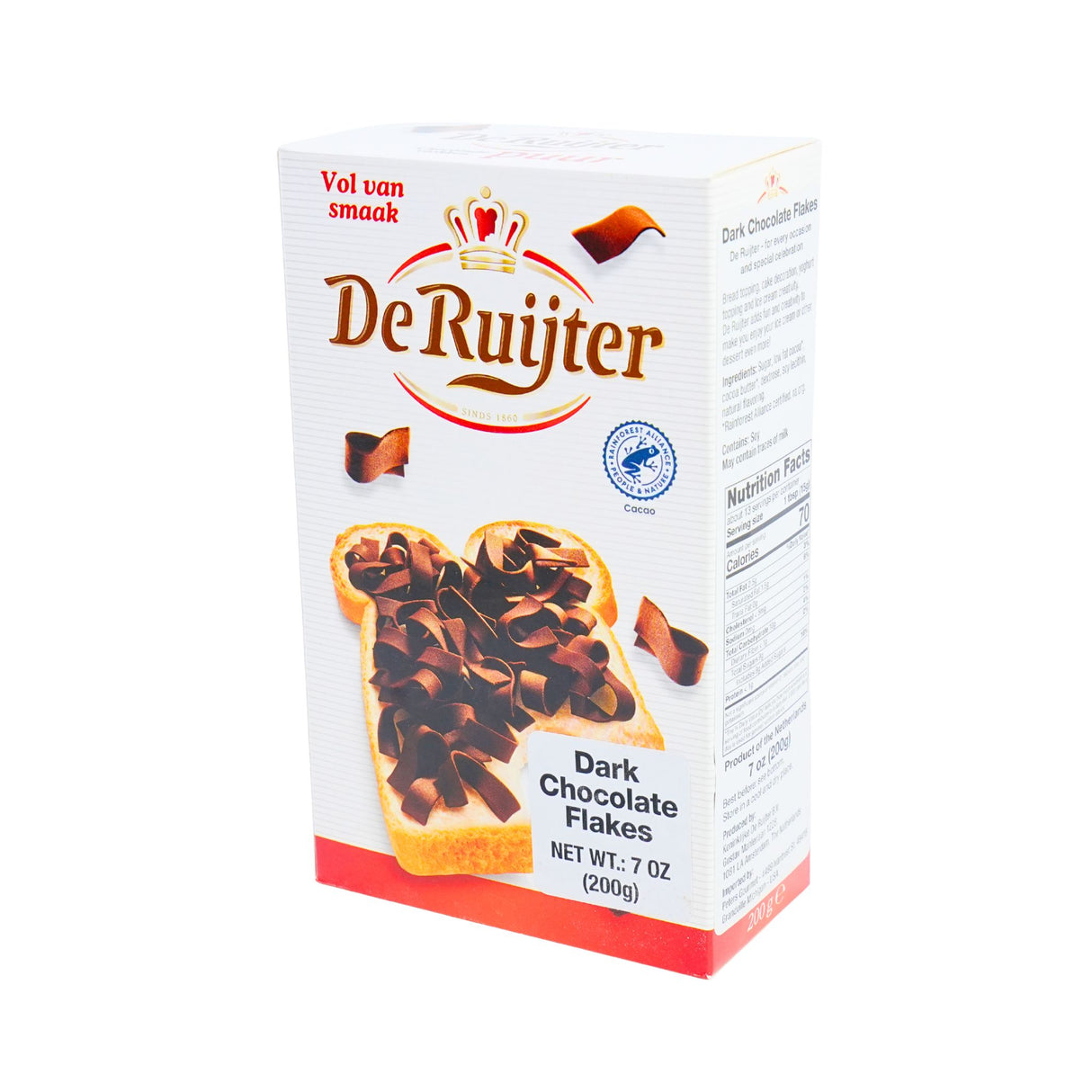 De Ruijter Dark Chocolate Flakes 7oz Box