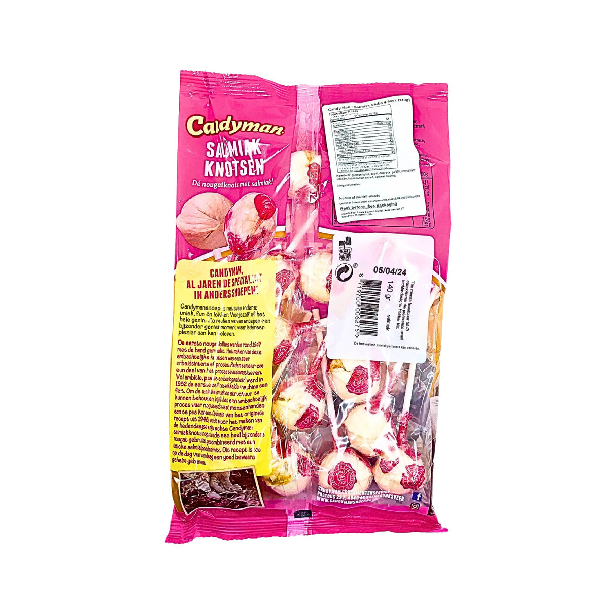Candyman Salmiak Knotsen 4.4 oz bag 10 ct