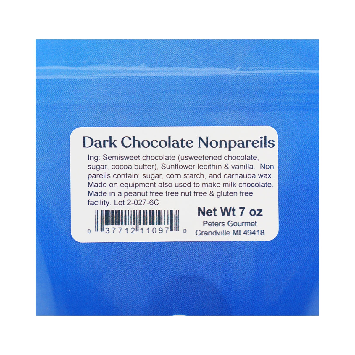 Dutch Hutch Dark Chocolate White Nonpareils  7 oz