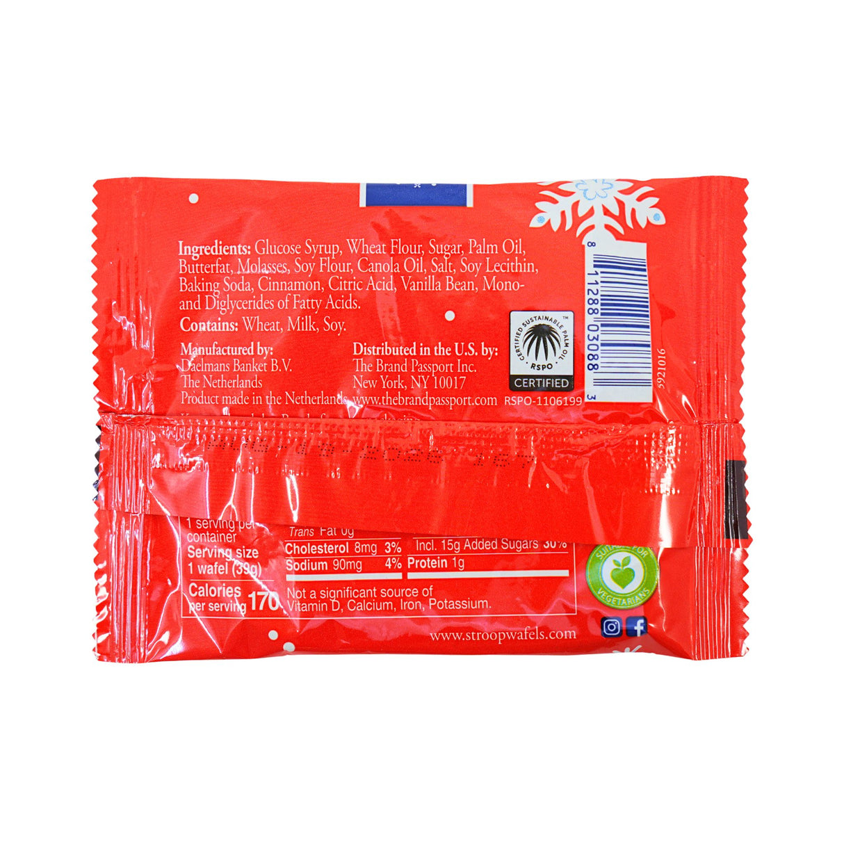 Daelmans  Holiday Jumbo Single  Caramel Single Syrupwafers  (1.38 oz)