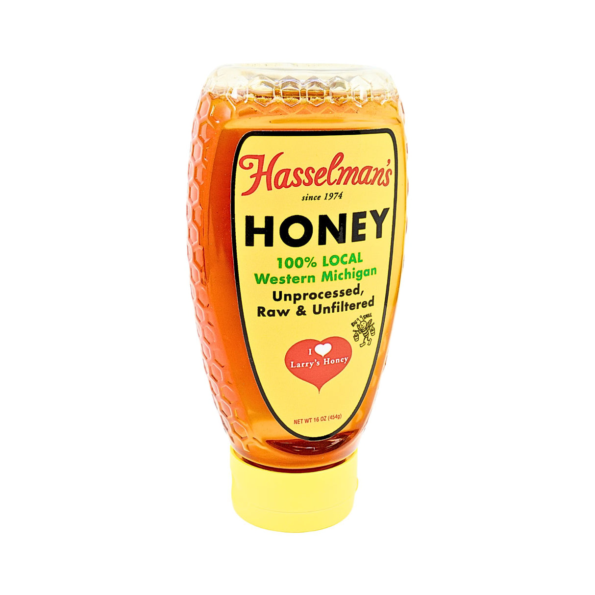Hasselmans Honey 16 oz Inverted bottle
