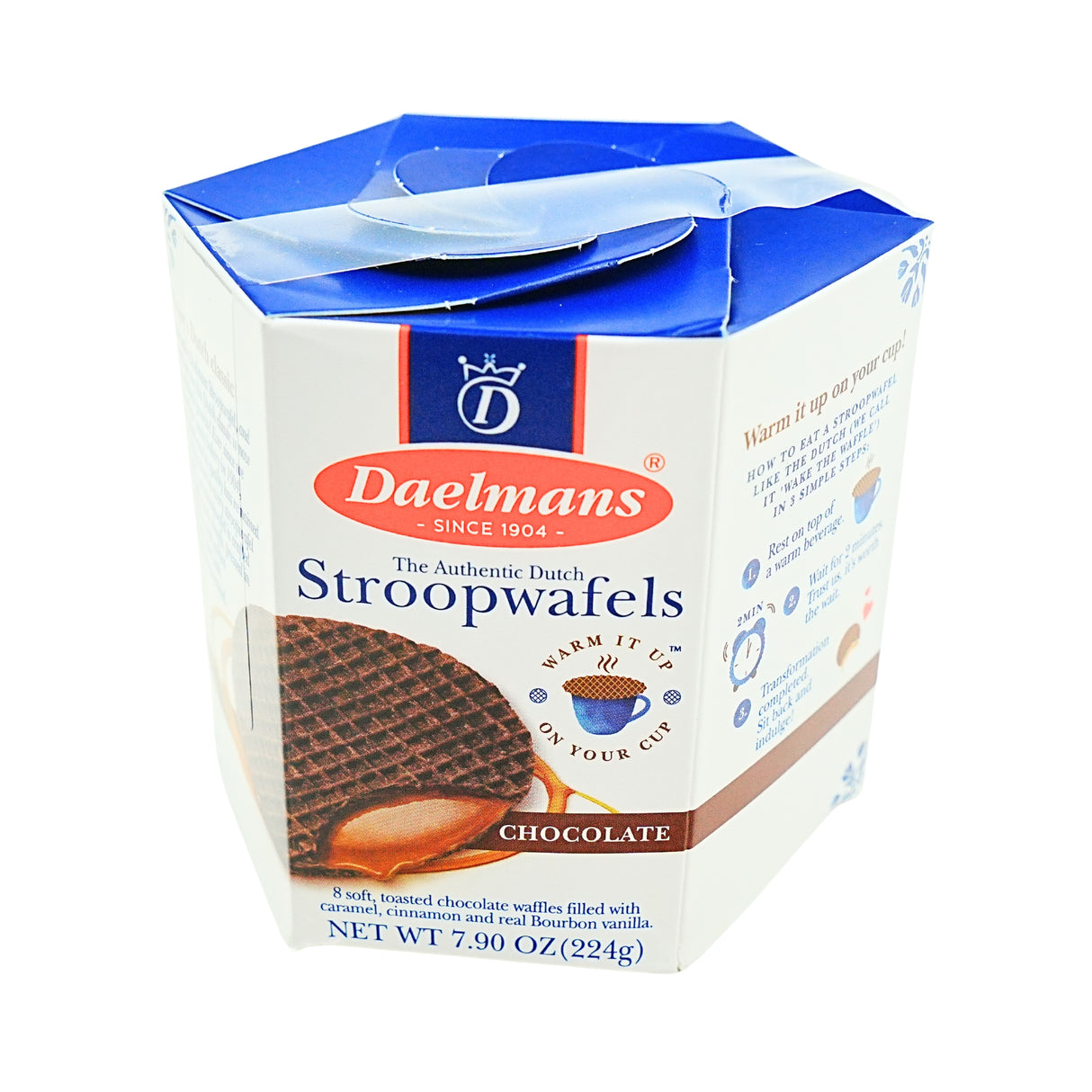 Daelman Chocolate Stroopwafels Hex Box 8 ct 7.9 oz