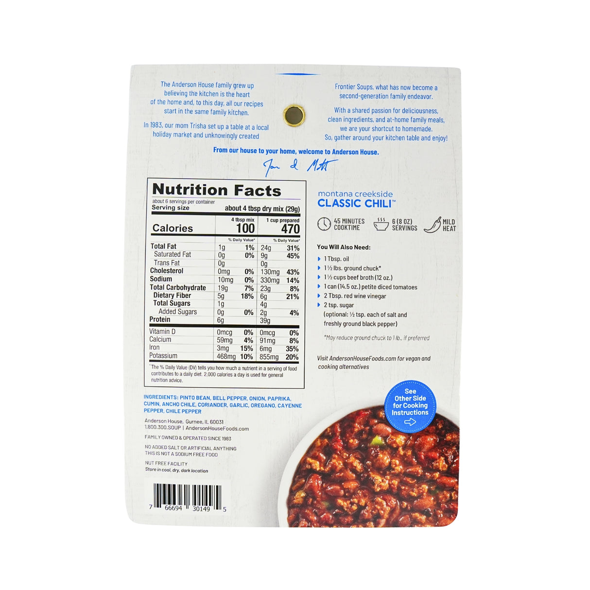 Frontier Soups Montana Creekside Classic Chili Mix