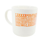 Lekker Word Art Mug Natural with Orange Printing 14oz