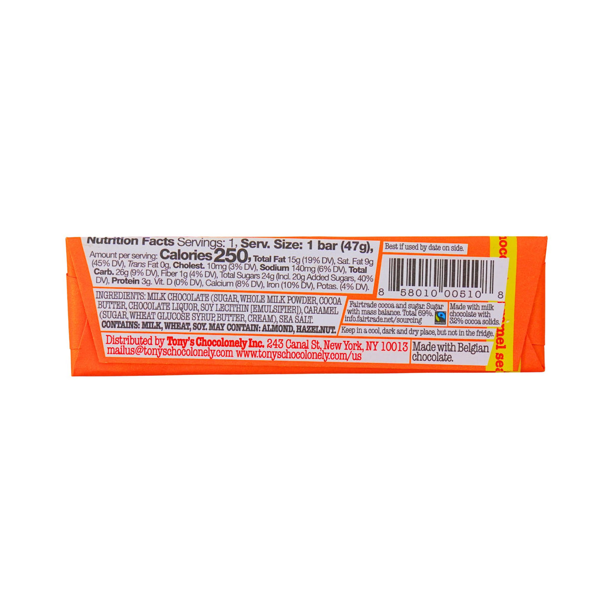 Tonys  Chocolonely Milk Chocolate Seasalt Caramel Bar 1.66 oz