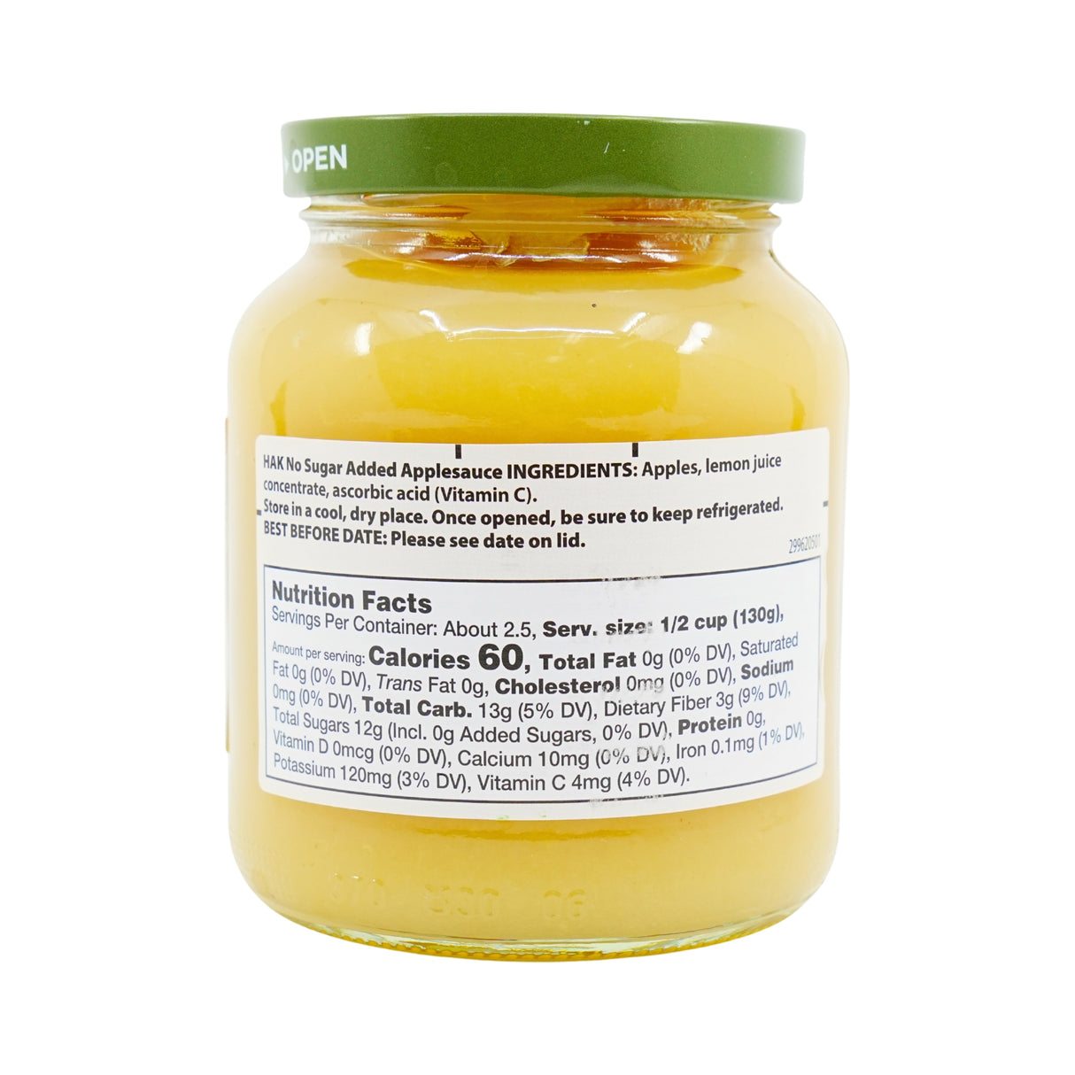 Hak Zero Sugar Applesauce 12.5 oz jar