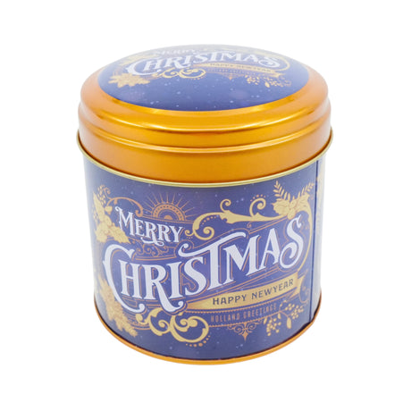 Merry Christmas Stroopwafel Tin Blue with Stroopwafels
