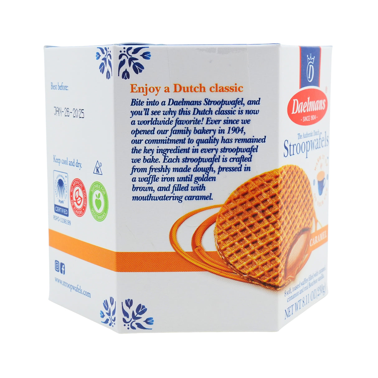Daelmans Caramel Syrupwafer Hex 8.11 Oz Box
