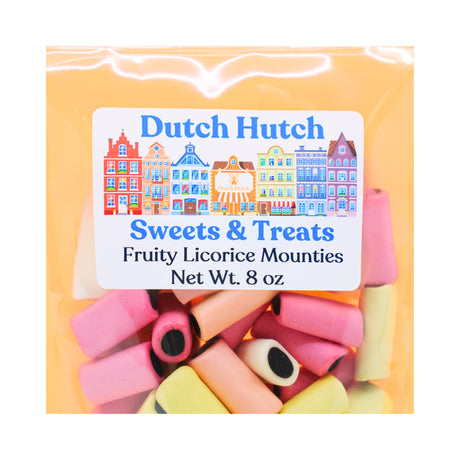 Dutch Hutch Licorice Center Fruity shell Mounties 8 oz bag